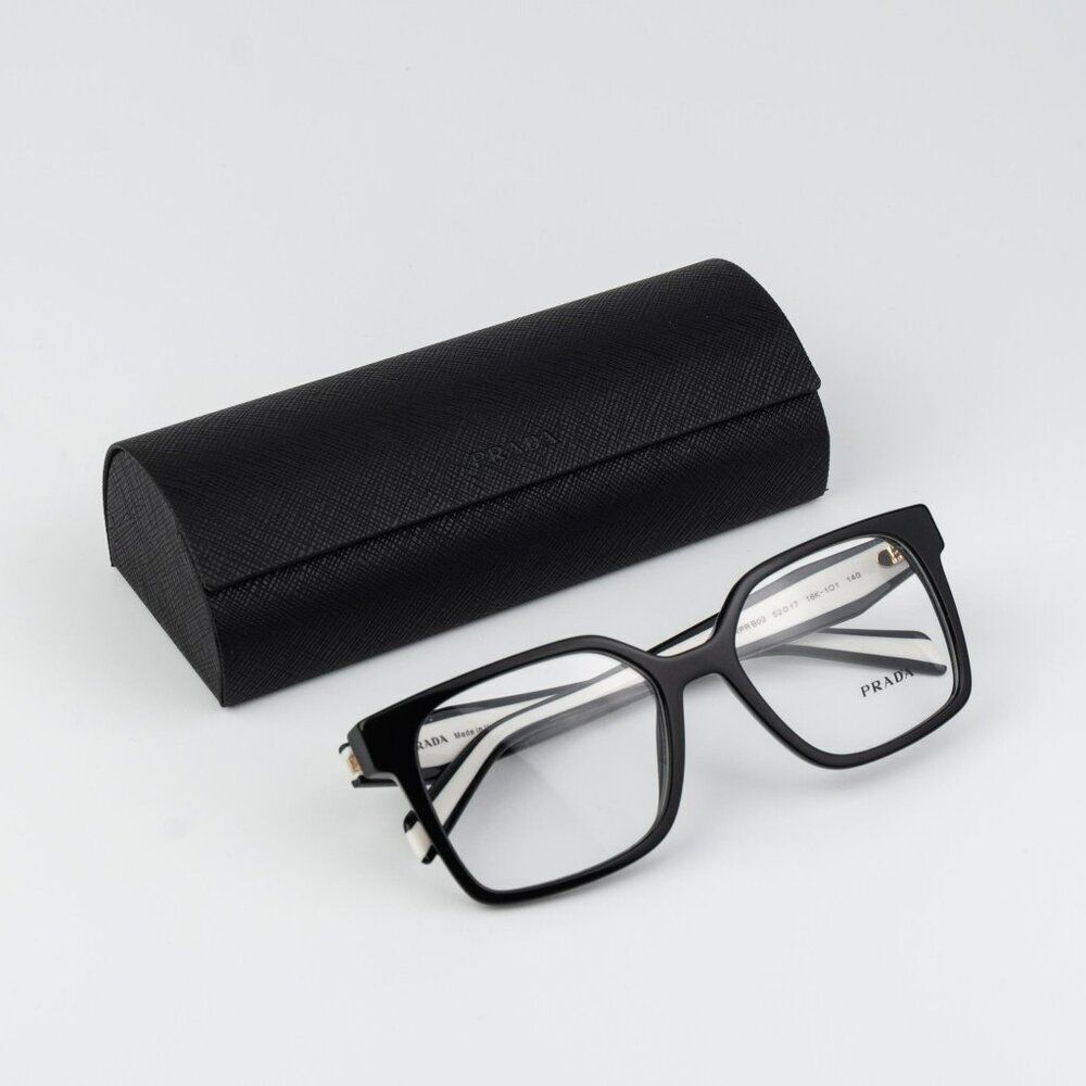 Prada Women Eyeglasses Black Square Prb03v 16k1o1 New Authentic